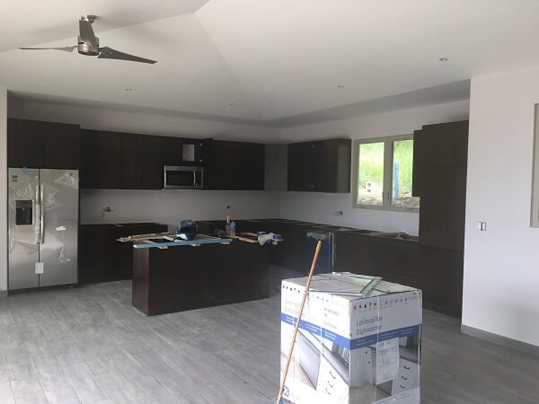 Cabinets and appliances are now installed