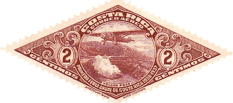 An old and beautiful Costa Rica airmail stamp