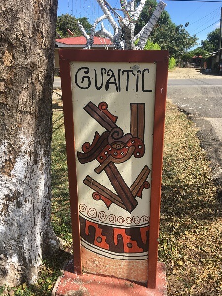 The Guaitil sign located in the town's central park.