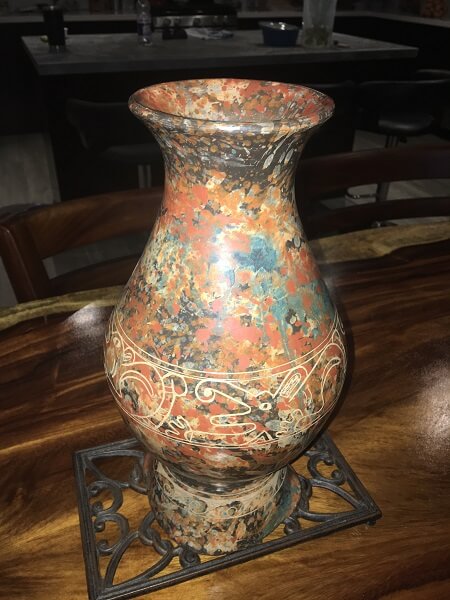 Beautiful hand painted vase made in Guaitil Costa Rica.