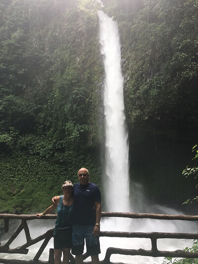 View from the bottom lookout of La Fortuna Falls