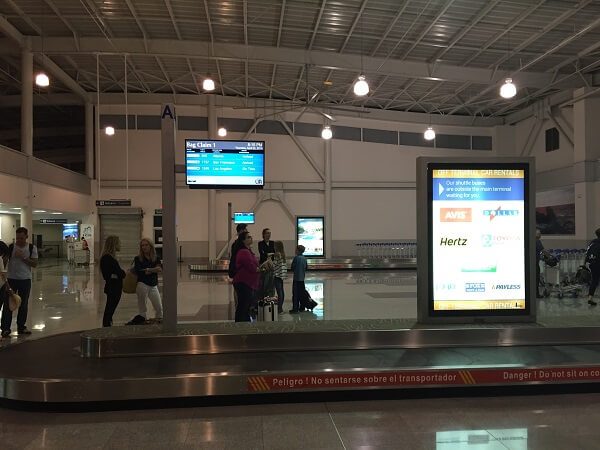 The baggage claim area at the Liberia airport