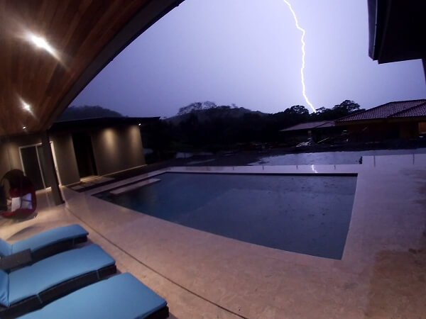 Large lightning bolt hits a few hundred yard away