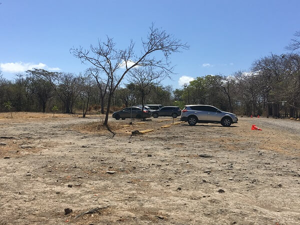 The Llanos de Cortes parking lot on an uncrowded day.