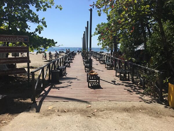 A pier to access the beach in downtown Samara.