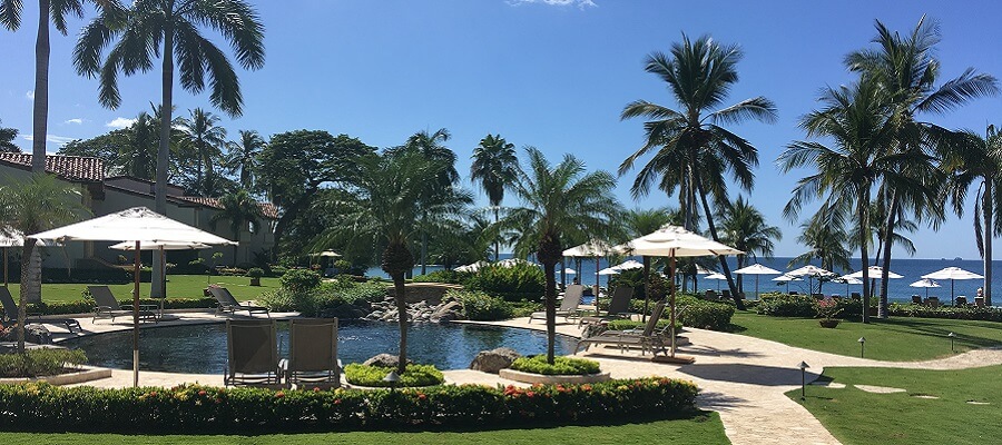 Pool area at the Palms in Playa Flamingo Costa Rica.