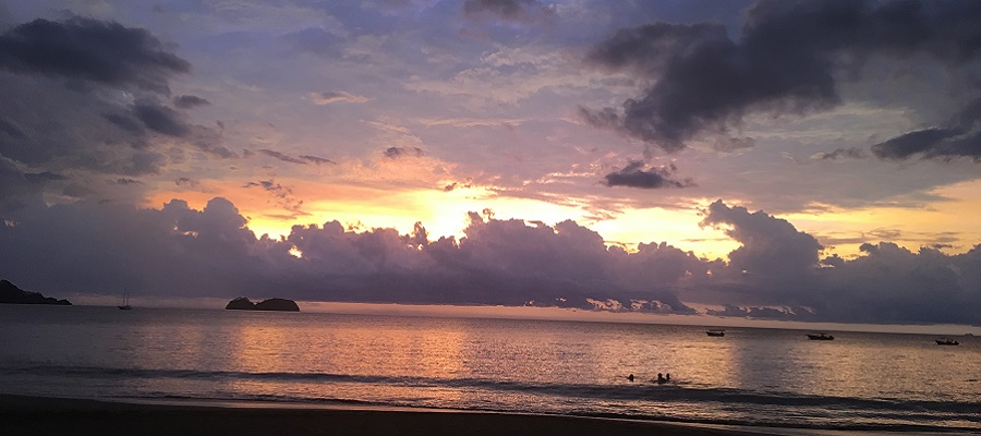 Sun sets over Playa Hermosa Costa Rica.