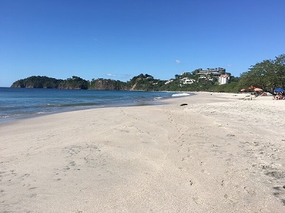 The beautiful white sand of Playa Flamingo.