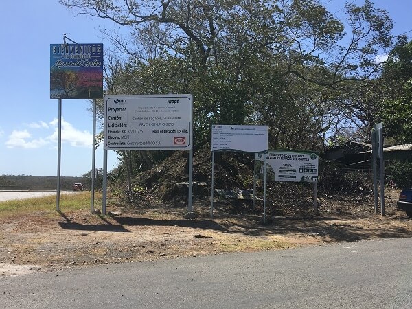 Entrance road off of highway 1 to Llanos de Cortes.