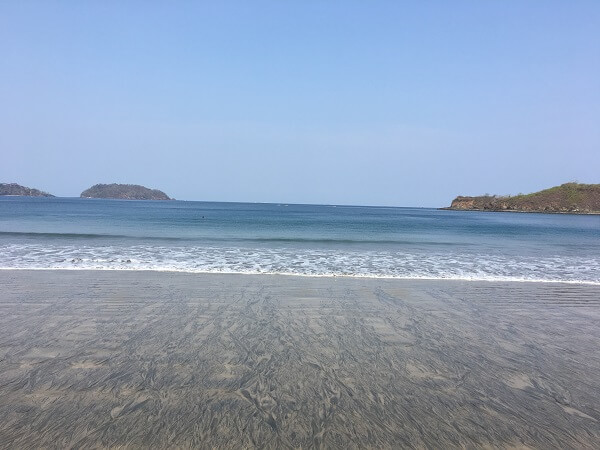 Looking out towards a few islands that provide protection from the larger waves.